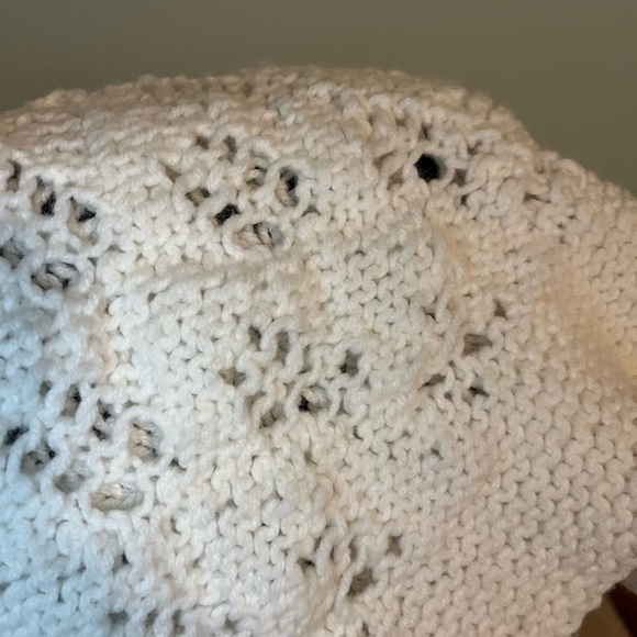 Hand crafted afghan in white. 36” x 54” great neutral can be used in any room. - Picture 4 of 6